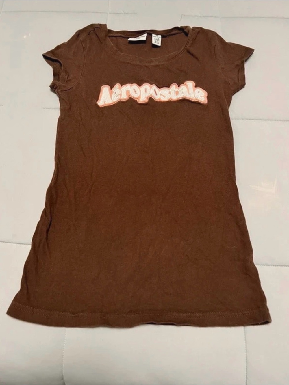 Vintage Y2K Aeropostale
Embroidered Spellout Baby Tee
Brown - Size M